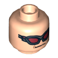 Lego Minifig Head Hawkeye, Dual Sided, Dark Red Sunglasses / Brown Eyebrows, Determined Print [Hollow Stud] / Light Nougat