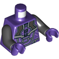 Lego Torso Armor, Black and Silver Plates Print, Black Arms, Dark Purple Hands / Dark Purple
