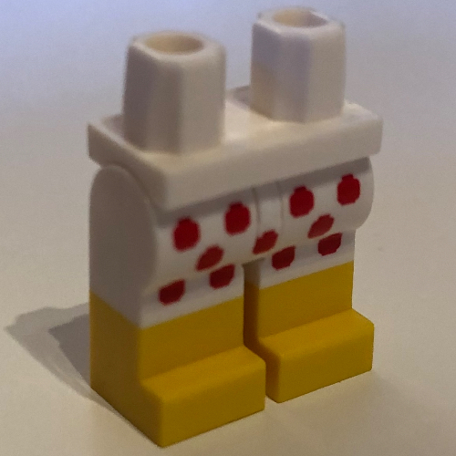 Lego Hips with White Legs and Yellow Boots Pattern with Red Dots print