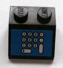 Lego Slope 45 2 x 2 with Cash Register, White Number Pad on Blue Background Pattern (Sticker) - Sets 3825 / 3833