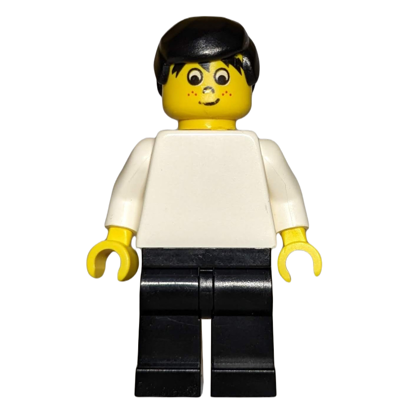 Lego Soccer Player White Torso, Black Legs, Black Hair, Freckles