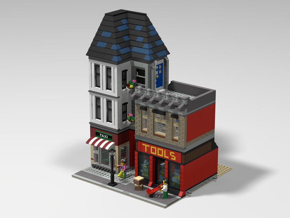Lego Taxi Rank & Tools Shop - Modular MOC Building