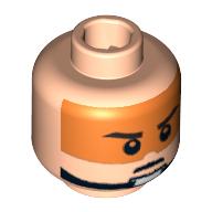 Lego Minifig Head Zev Senesca / Captain Jag, Eyebrows, Pupils and Orange Visor Print / Light Nougat