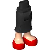 Lego Minidoll Hips and Long Skirt with Light Nougat Legs, Red Shoes print