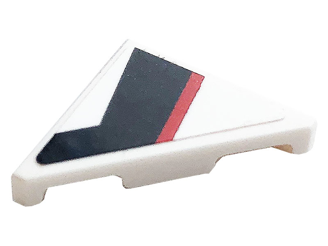 Lego Tile, Modified 2 x 2 Triangular with Red and Black Stripes Pattern Model Left Side (Sticker) - Set 76896