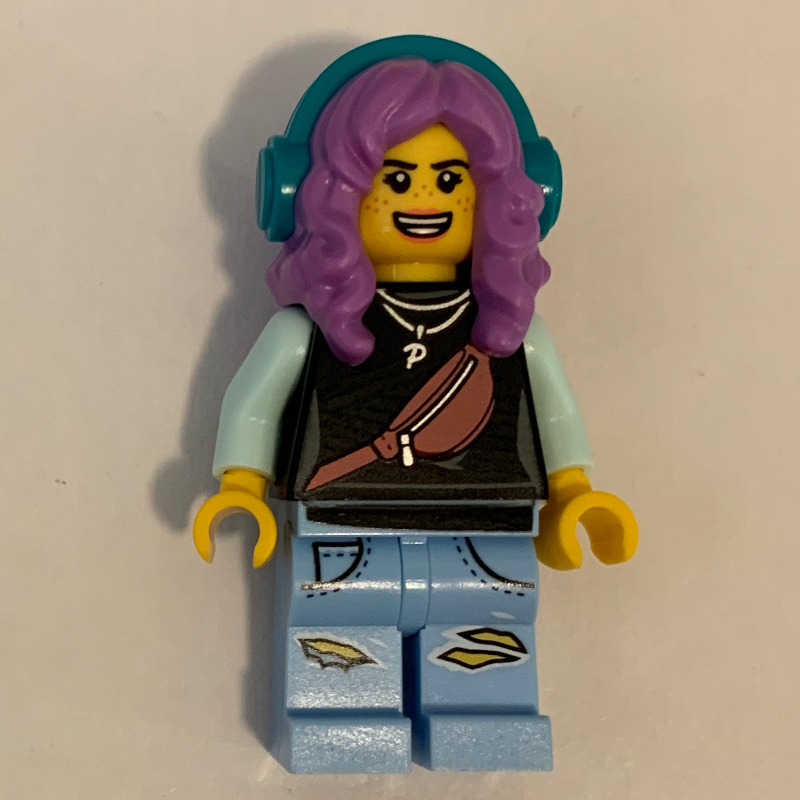 Lego Parker L. Jackson, Black Top, Medium Lavender Hair with Headphones