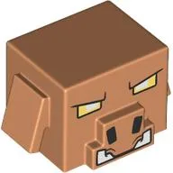 Minifig Head Special, Cube Hog with Semi-Pixelated Yellow/White Eyes, White Fangs, Black Nose Print / Nougat