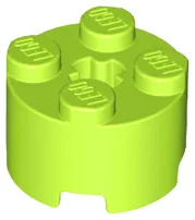 Brick Round 2 x 2 with Axle Hole / Lime