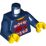 Lego Torso Sweater with Fish and Ninjago Language Print, Dark Blue Arms, Yellow Hands / Dark Blue