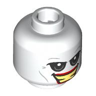Lego Minifig Head Joker, Black Eyeshadow, Red Lips, Bright Light Yellow Teeth Grin / White