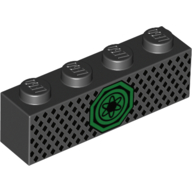 Lego Brick 1 x 4 with Green Ninjago Symbol Print / Black