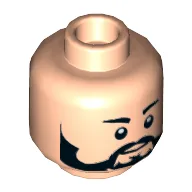 Minifig Head Rebel Trooper, Full Beard, Eyebrows, White Pupils Print / Light Nougat