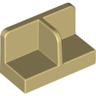 Lego Panel 1 x 2 x 1 with Rounded Corners and Central Divider / Tan