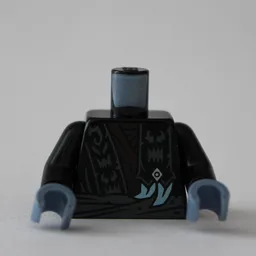 Torso, Ninja Robes, Dark Bluish Grey Signs, Sash, Dark brown Shirt Print, Black Arms, Sand Blue Hands / Black