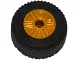 Wheel 18mm D. x 14mm with Pin Hole, Fake Bolts and Shallow Spokes with Black Tire 30.4 x 14 Solid (55981 / 58090) / Pearl Gold