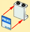 Lego Panel 1 x 2 x 2 with Side Supports - Hollow Studs with Blue 'BE-4473' and White 'POLICE' Pattern Model Right Side (Sticker) - Set 4473