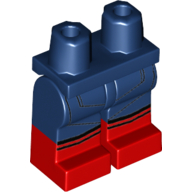 Lego Hips with Dark Blue Legs and Red Boots Pattern with Black Lines on Knees