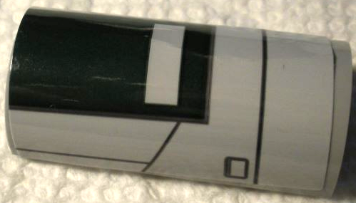 Lego Slope, Curved 2 x 4 Double with Groove with Dark Green Rectangle and Dark Bluish Gray Lines and Hatches Pattern (Sticker) - Set 75312