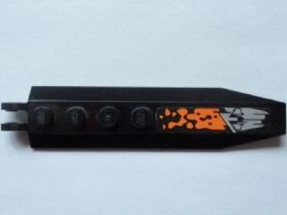 Lego Hinge Plate 1 x 8 with Angled Side Extensions with Orange and Silver Pattern Model Left Side (Sticker) - Set 8112