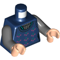 Lego Torso Sweater, Bright Pink Dots, Dar Turquoise Arrows, Dark Bluish Grey Shirt Print, Dark Bluish Gray Arms, Light Nougat Hands / Dark Blue