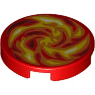 Tile Round 2 x 2 with Fire Print / Red