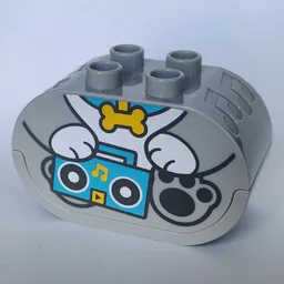 Duplo Sound Brick 2 x 4 x 2 Rounded Ends with Dog Body Holding Stereo Print