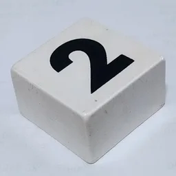 Duplo Tile 2 x 2 x 1 with '2' Print / White