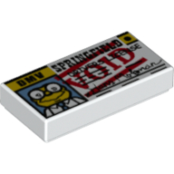 Lego Tile 1 x 2 with Hans Moleman Drivers License "VOID" Print / White