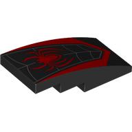 Lego Brick Curved 4 x 2 No Studs with Spider Web, Red Spider-Man Logo print / Black