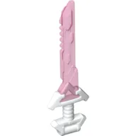 Weapon Sword with Angular Wide Hilt and Angular Blade Trans-Dark Pink Pattern / White