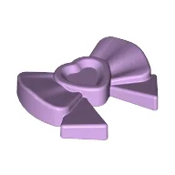 Headwear Accessory Bow with Heart, Long Ribbon and Pin / Lavender