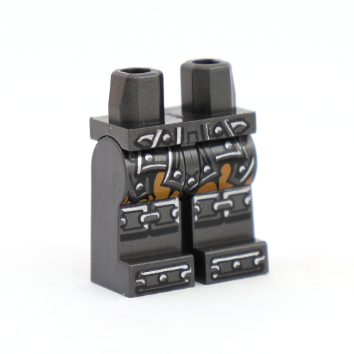 Lego Hips and Pearl Titanium Legs with Silver Armor, Rivets, Chains on Knees / Pearl Titanium