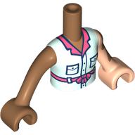 Lego Minidoll Torso Girl with Light Nougat Left Arm and Hand, Nougat Right Arm and Hand with Light Nougat Vitiligo Patches / Medium Nougat