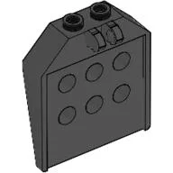 Hinge Panel 1 x 4 x 3 2/3 with 6 holes, 2 studs on top, Locking 2 Fingers / Black