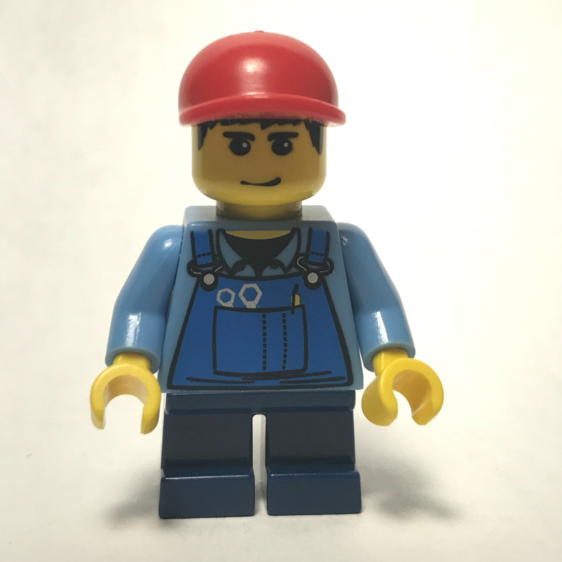 Lego Kid - Medium Blue Torso, Dark Blue Legs, red Cap
