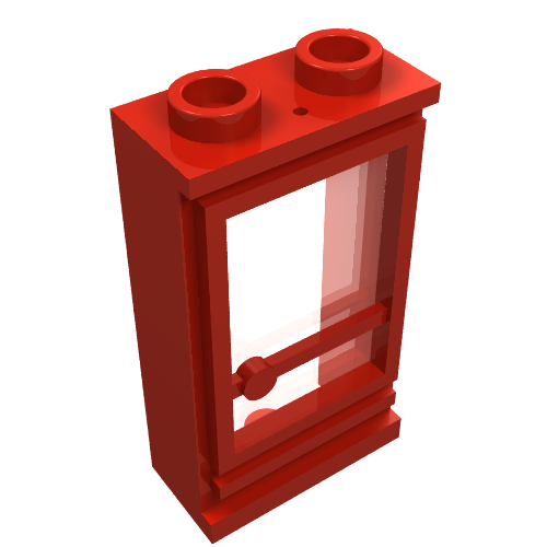 Lego Door 1 x 2 x 3 Right, Hollow Studs, Fixed Glass / Red