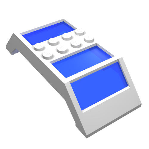 Lego Window 4 x 10 x 2 Roof Slope Double, Complete Assembly, Trans-Dark Blue Glass
