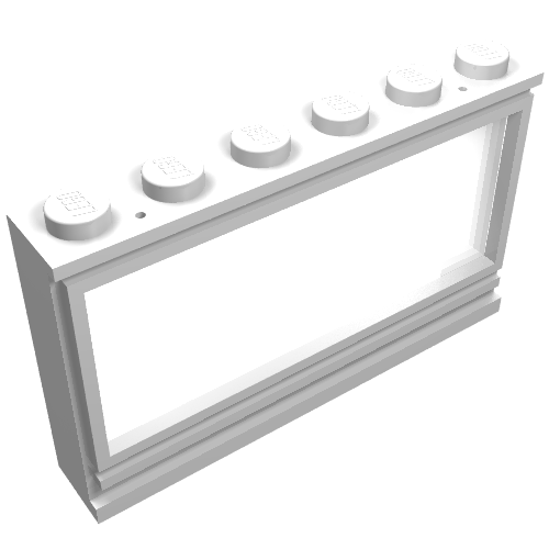 Lego Window 1 x 6 x 3 Panorama (old type) with Solid Studs and Fixed Glass / White