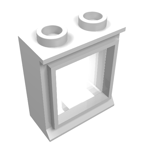 Lego Window 1 x 2 x 2 Classic, Short Lip [with Glass] / White