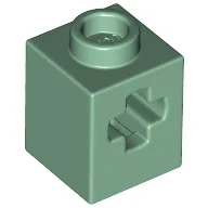 Technic Brick 1 x 1 with Axle Hole / Sand Green