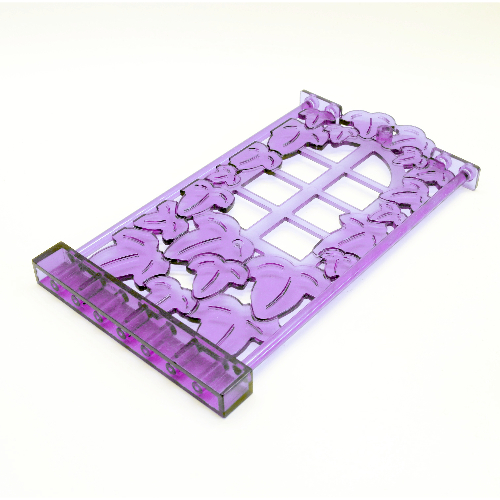 Lego Belville, Wall, 1 x 8 x 12 with Ivy and Window / Trans-Purple