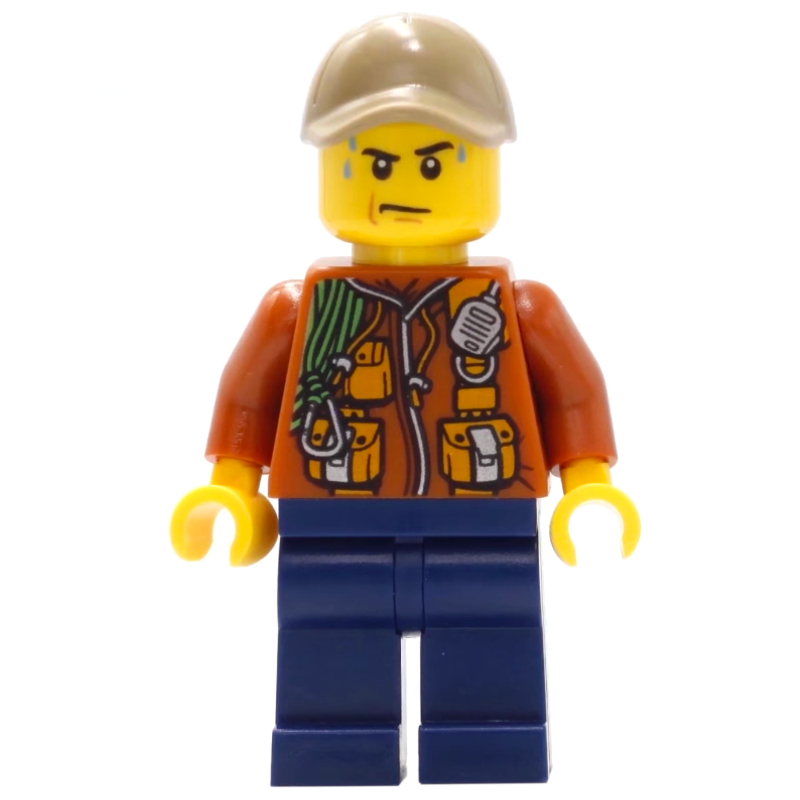 Lego Explorer, Jacket with Pouches, Radio, and Rope, Dark Tan Cap, Sweat Drops
