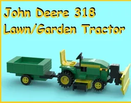 John Deere 318 Lawn and Garden tractor with grader blade and wagon