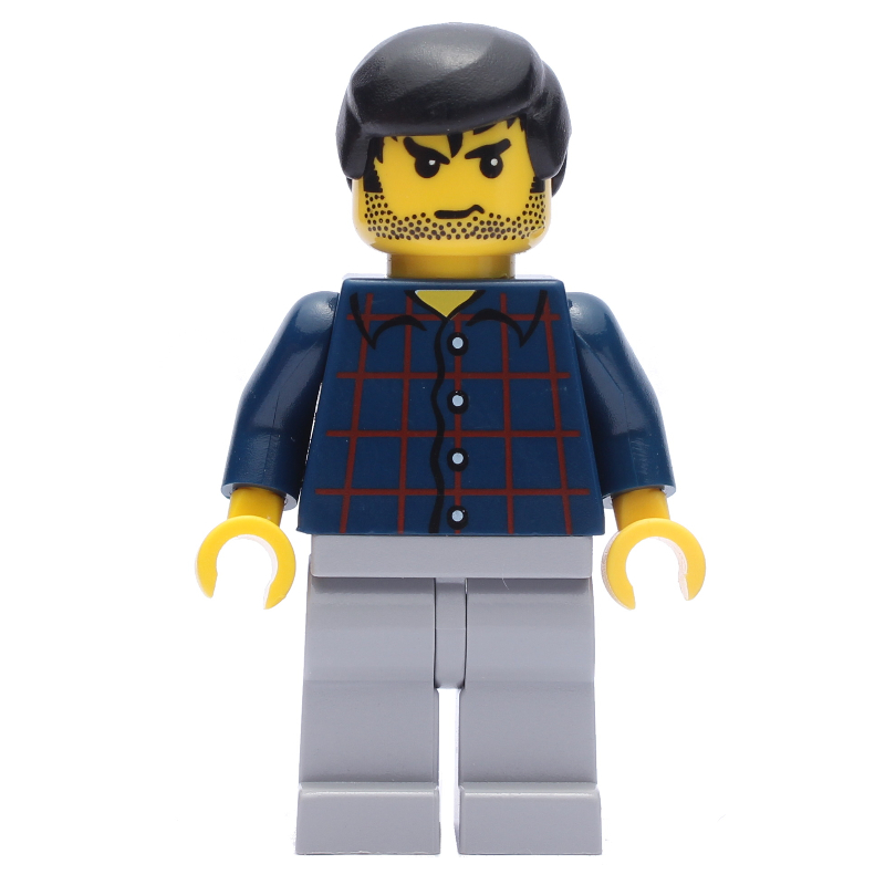 Lego Man - Dark Blue Plaid Torso, Light Bluish Gray Legs