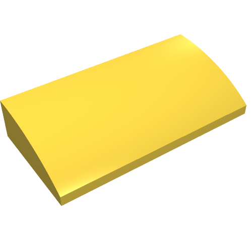 Lego Brick Curved 2 x 4 x 2/3 No Studs [No Bottom Tubes] / Yellow