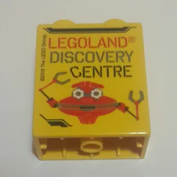 Duplo Brick 1 x 2 x 2 with 'LEGOLAND DISCOVERY CENTRE' and Robot Print 2019 / Yellow