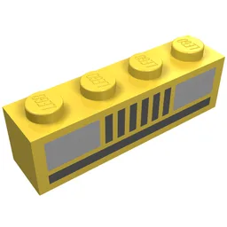 Brick 1 x 4 with Basic Car Headlights Print / Yellow