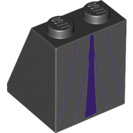 Lego Brick Sloped 65° 2 x 2 x 2 with Bottom Tube - Robe with Dark Purple Inset and Folds print (Maleficent) / Black