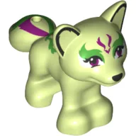 Animal, Fox with Magenta and Green Face Decoration Print / Yellowish Green