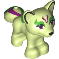 Lego Animal, Fox with Magenta and Green Face Decoration Print / Yellowish Green